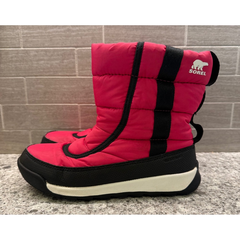 Sorel Whitney II Puffy Mid Pink Black Waterproof Warm Winter Snow Boots Size 3
